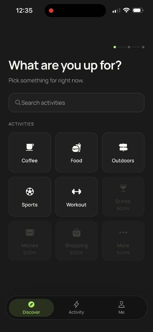 Pals4Me activity selection screen